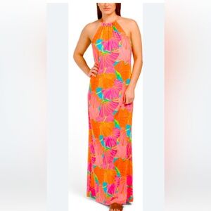 Trina Turk maxi dress orange pink size small brand new with tags